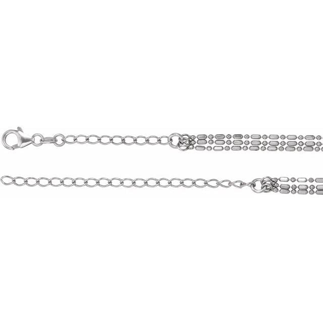Sterling Silver Adjustable 3-Strand Bead 13-16' Necklace