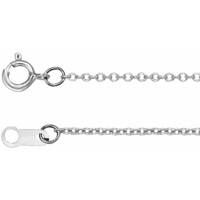 14K White 1 mm Cable 24' Chain