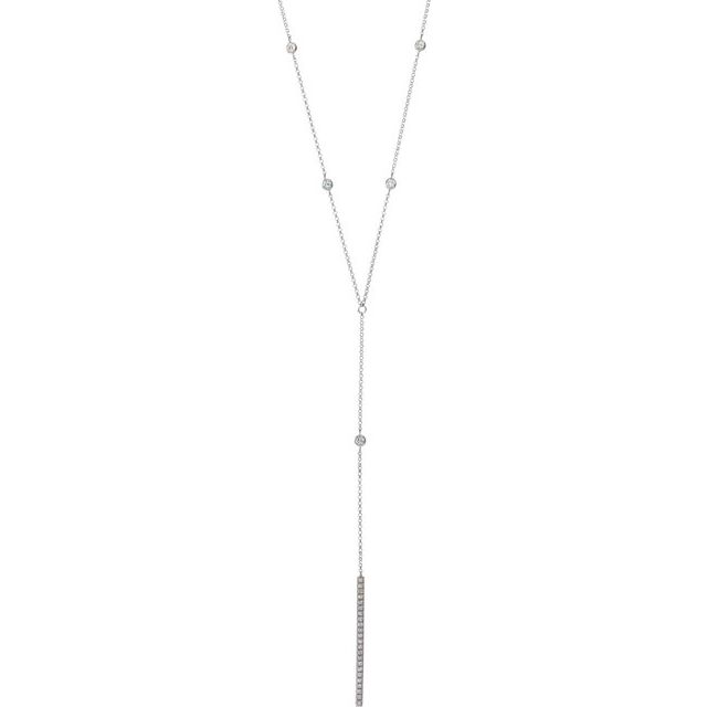 14K White 1/3 CTW Natural Diamond Bar 15-17' Y Necklace