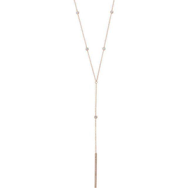 14K Rose 1/3 CTW Natural Diamond Bar 15-17' Y Necklace