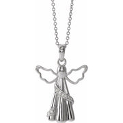 Sterling Silver Imitation White Cubic Zirconia Angel Ash Holder 18' Necklace