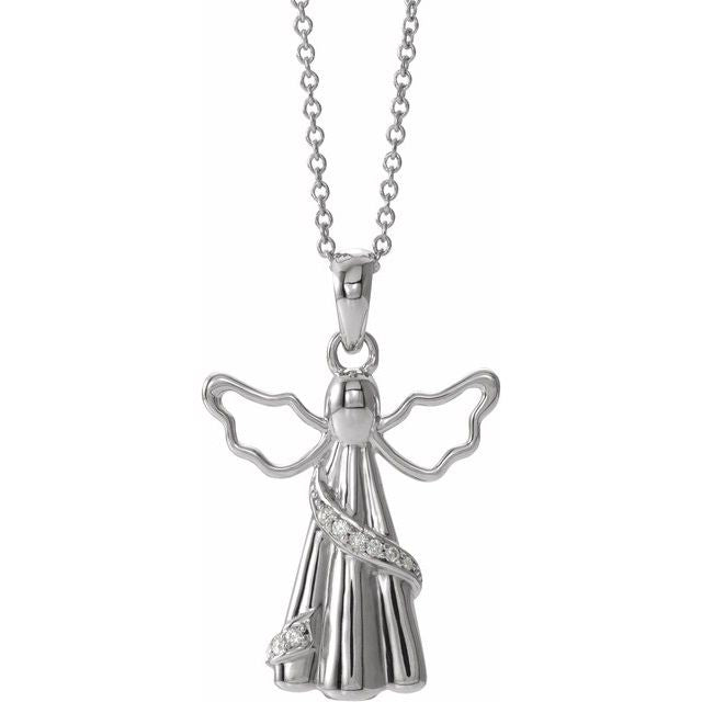 Sterling Silver Imitation White Cubic Zirconia Angel Ash Holder 18' Necklace