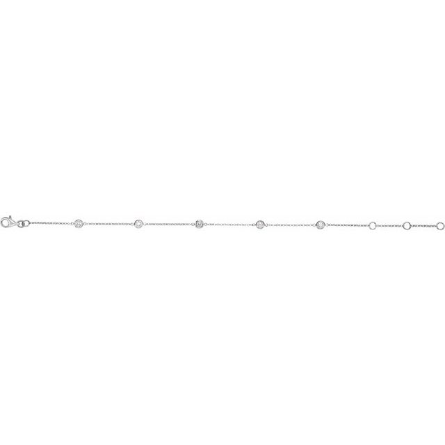 14K White 1/4 CTW Natural Diamond Bezel-Set 5-Station 5 1/2-7' Bracelet