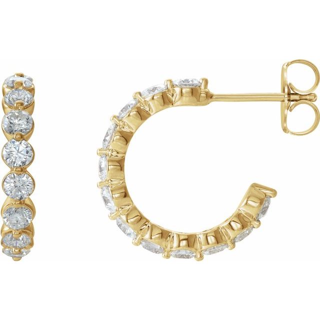 14K Yellow 1 3/8 CTW Natural Diamond 16.5 mm Hoop Earrings