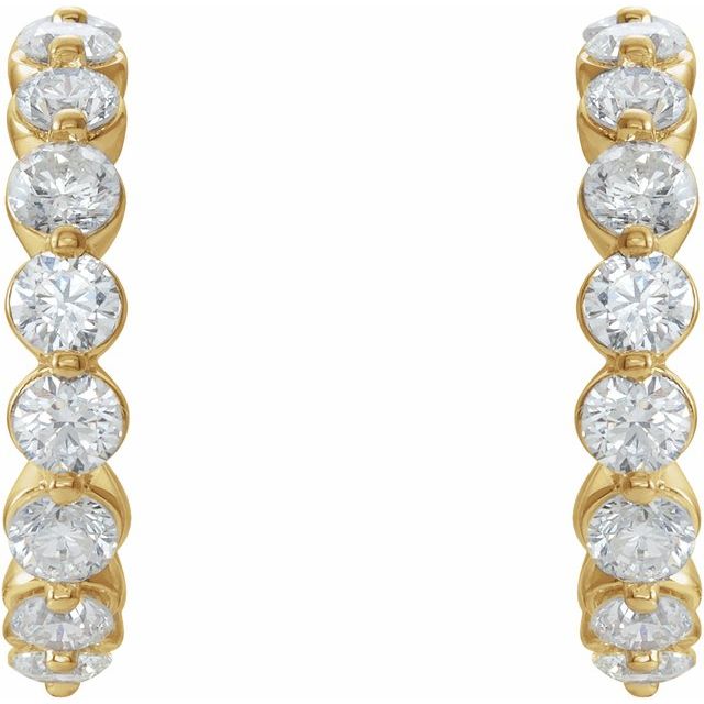 14K Yellow 1 3/8 CTW Natural Diamond 16.5 mm Hoop Earrings