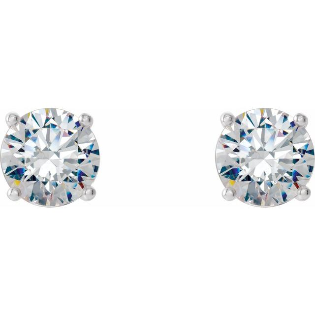 14K White 1 CTW Lab-Grown Diamond 4-Prong Stud Earrings