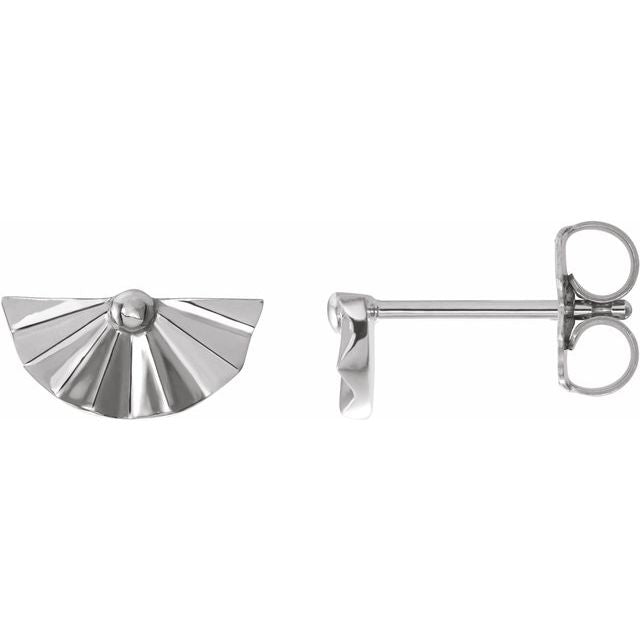 14K White Geometric Earrings
