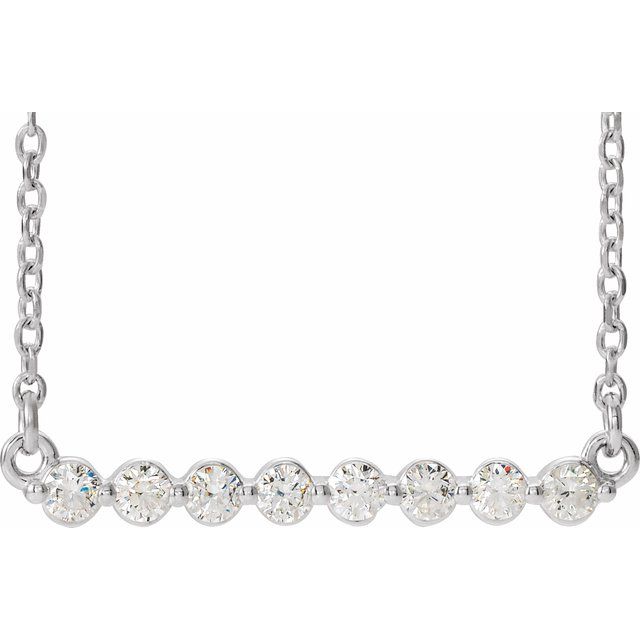 14K White 1/4 CTW Lab-Grown Diamond Bar 18' Necklace