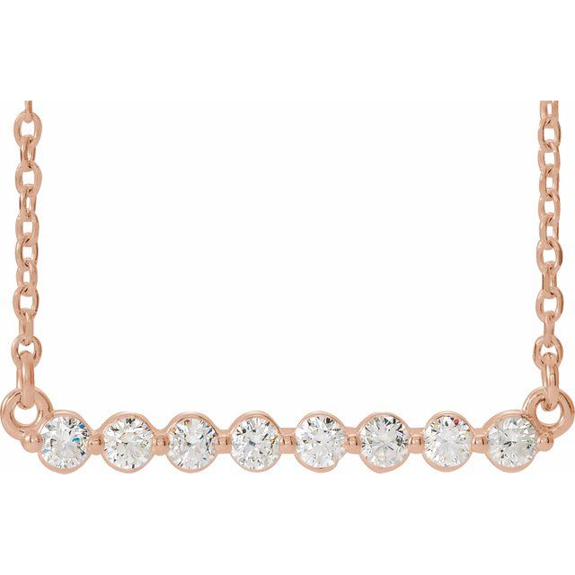 14K Rose 1/4 CTW Natural Diamond Bar 16' Necklace