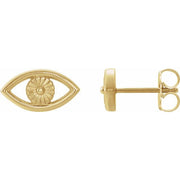14K Yellow Evil Eye Earrings