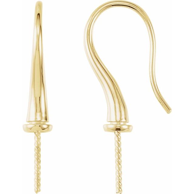 14K Yellow Bishop Hook Earring Mounting for 12 mm Pearl