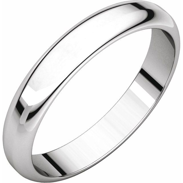 18k White 3.5 Mm Half Round Band Size 11