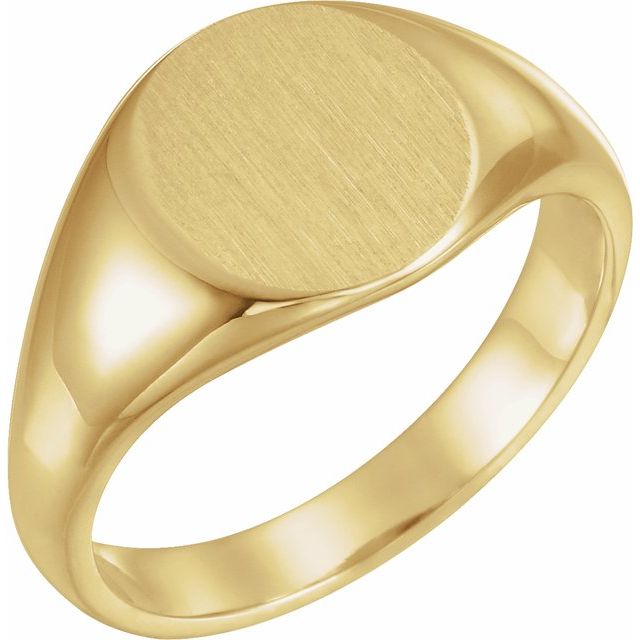 14k Yellow 12.5x10.5 Mm Oval Signet Ring