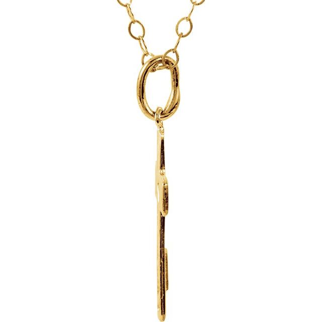 14K Yellow Pierced Heart Cross 15' Necklace