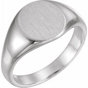 Sterling Silver 12.5x10.5 Mm Oval Signet Ring