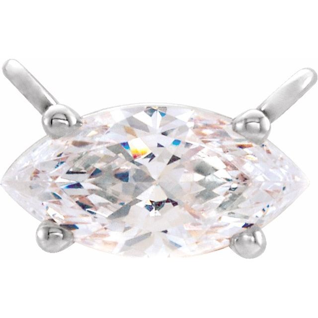 14K White 3/4 CT Lab-Grown Diamond Necklace Center