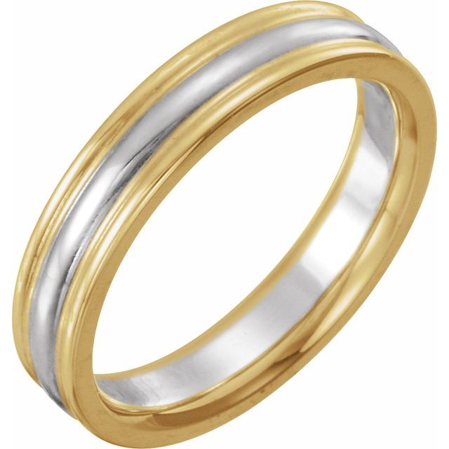 18K Yellow & Platinum & 18K Yellow 4 mm Grooved Band Size 7
