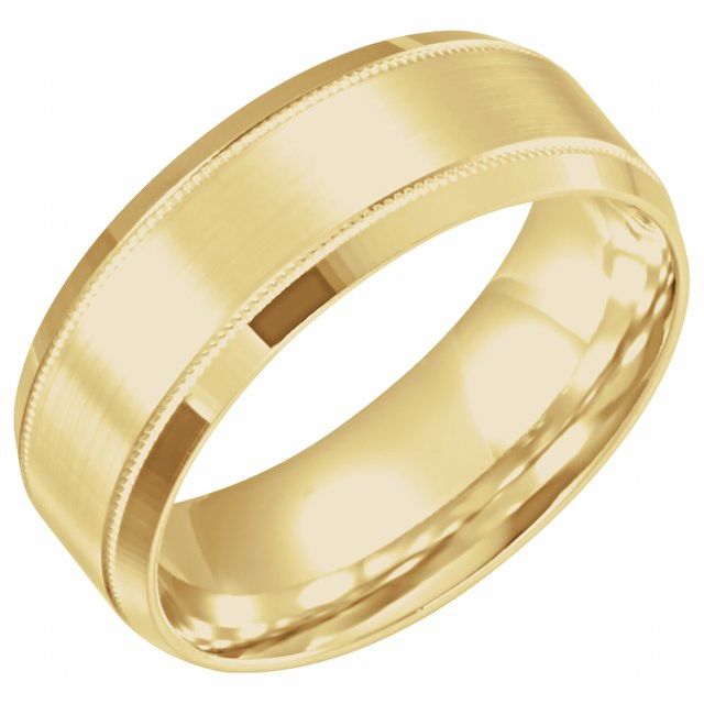 18k Yellow 6 Mm Beveled-edge Band With Milgrain Size 10.5