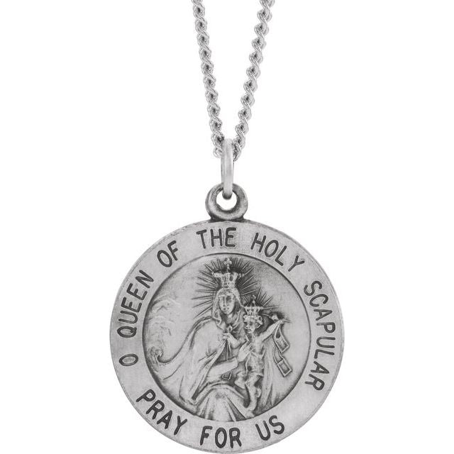 Sterling Silver 18 mm Round Scapular 18' Necklace
