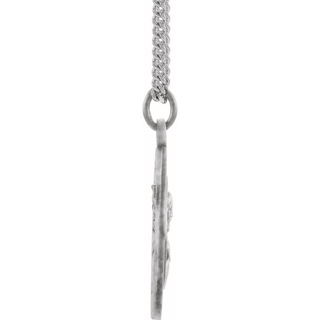 Sterling Silver 18 mm Round Scapular 18' Necklace