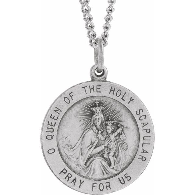 Sterling Silver 25 mm Round Scapular 18' Necklace