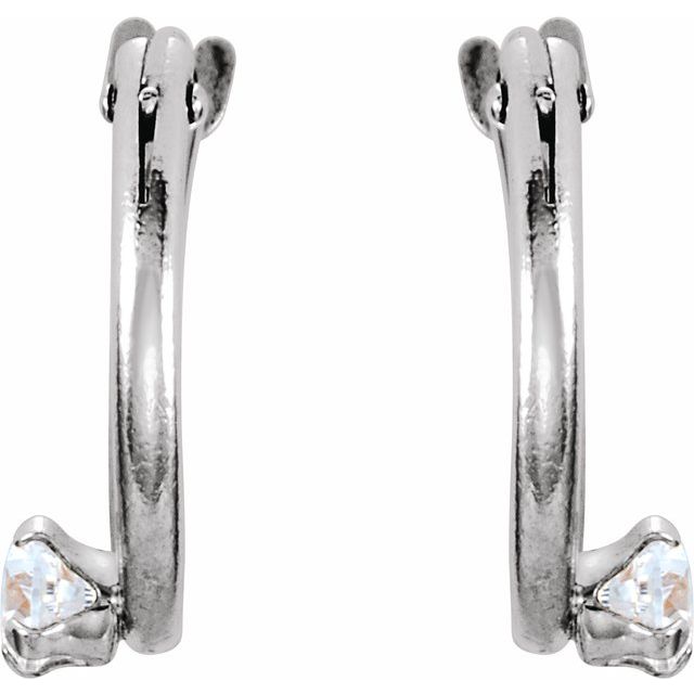 Sterling Silver Imitation White Cubic Zirconia 10.5 mm Hoop Earrings