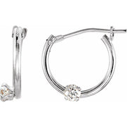 14K White Imitation White Cubic Zirconia 10.5 mm Hoop Earrings