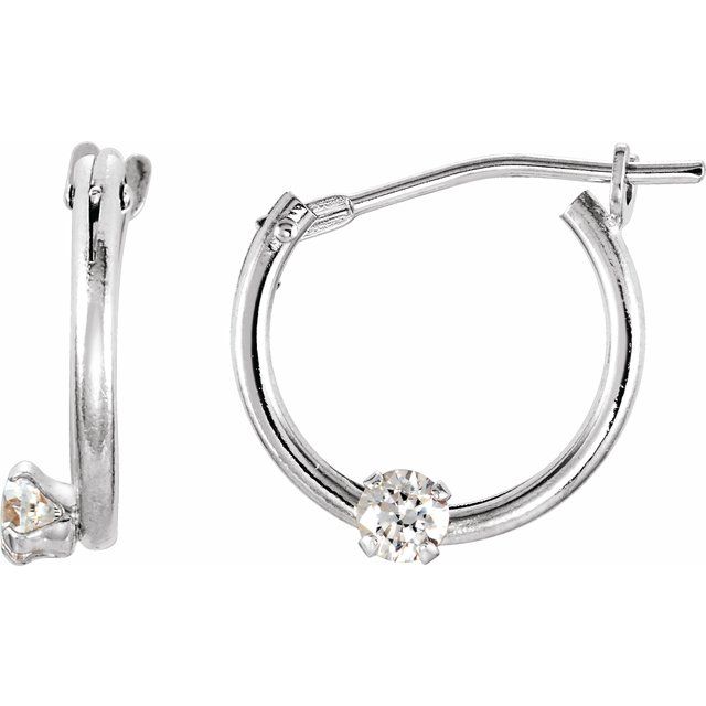 Sterling Silver Imitation White Cubic Zirconia 10.5 mm Hoop Earrings