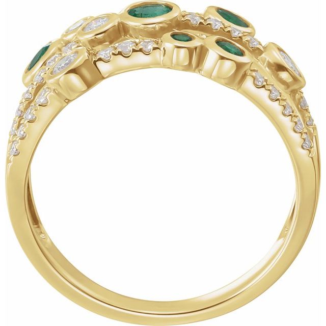 14K Yellow Natural Emerald & 3/8 CTW Natural Diamond Ring