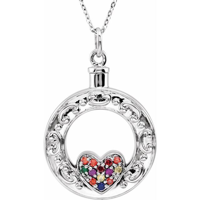 Sterling Silver Celebration of Life Heart Ash Holder 18' Necklace
