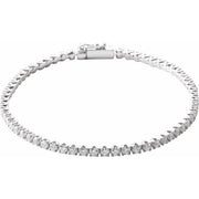 14K White 3 CTW Natural Diamond Line 7' Bracelet