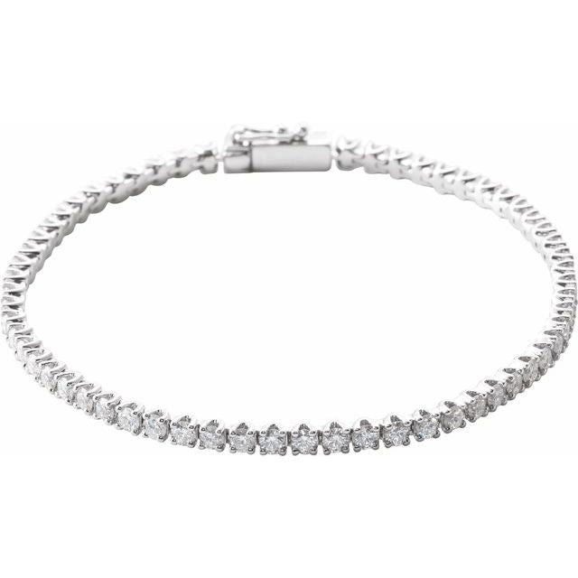 14K White 3 CTW Natural Diamond Line 7' Bracelet