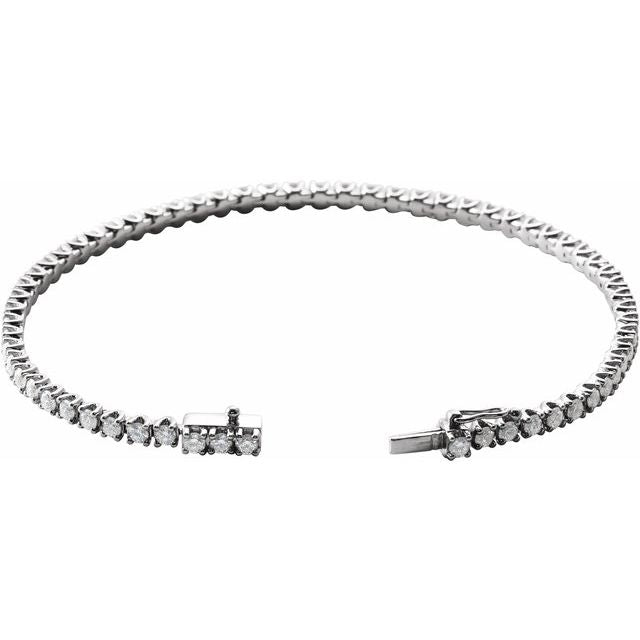 14K White 3 CTW Natural Diamond Line 7' Bracelet
