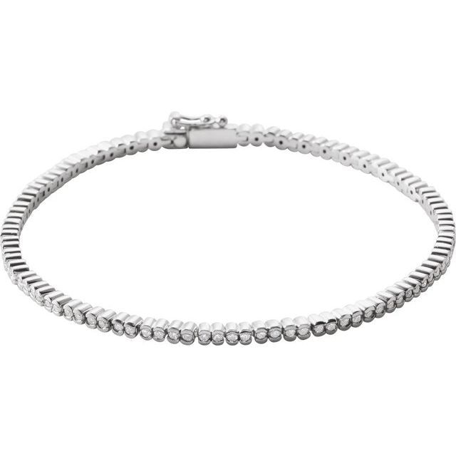 14K White 1 CTW Natural Diamond Line 7' Bracelet