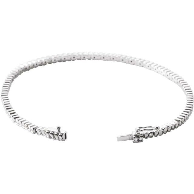 14K White 1 CTW Natural Diamond Line 7' Bracelet