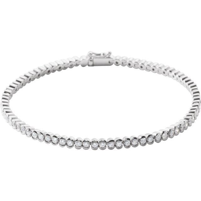 14K White 2 CTW Natural Diamond Line 7' Bracelet