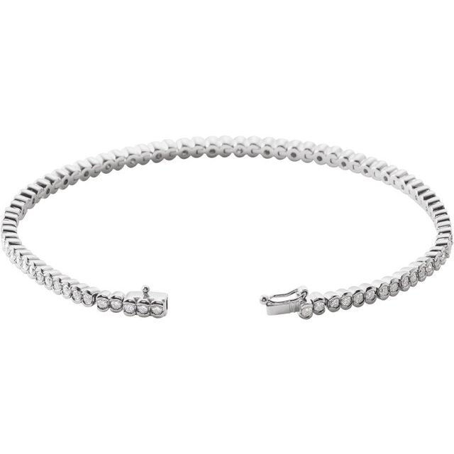 14K White 2 CTW Natural Diamond Line 7' Bracelet