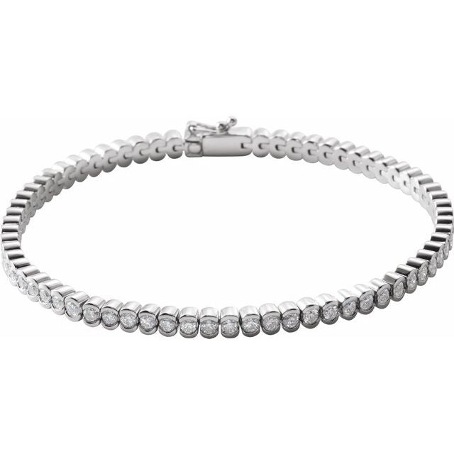 14K White 3 CTW Natural Diamond Line 7' Bracelet