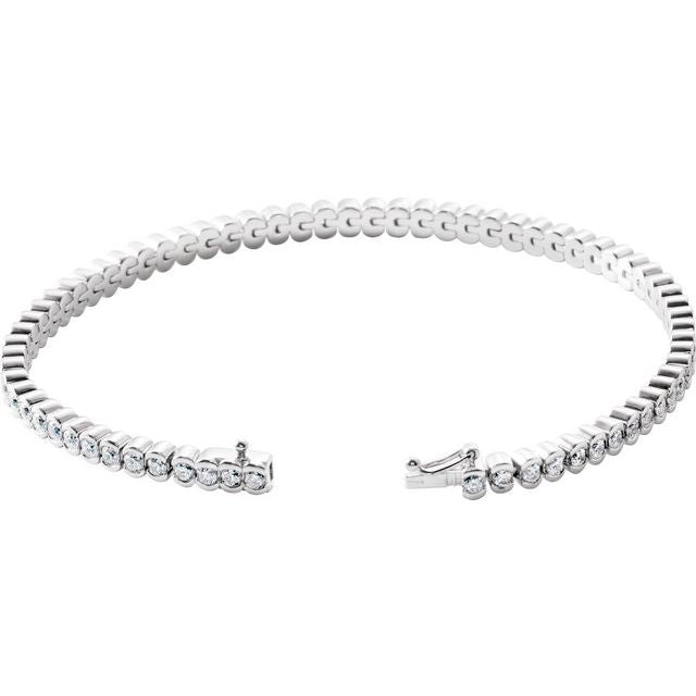 14K White 3 CTW Natural Diamond Line 7' Bracelet