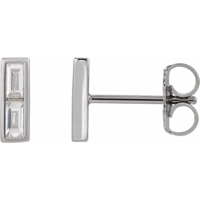 14K White 1/4 CTW Natural Diamond Bar Earrings