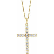 14k Yellow 1/2 Ctw Natural Diamond Cross 18' Necklace