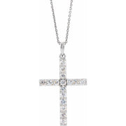 14k White 1/4 Ctw Natural Diamond Cross 18' Necklace