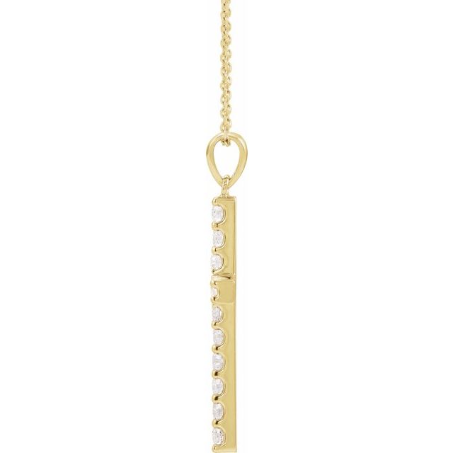 14k Yellow 1/2 Ctw Natural Diamond Cross 18' Necklace