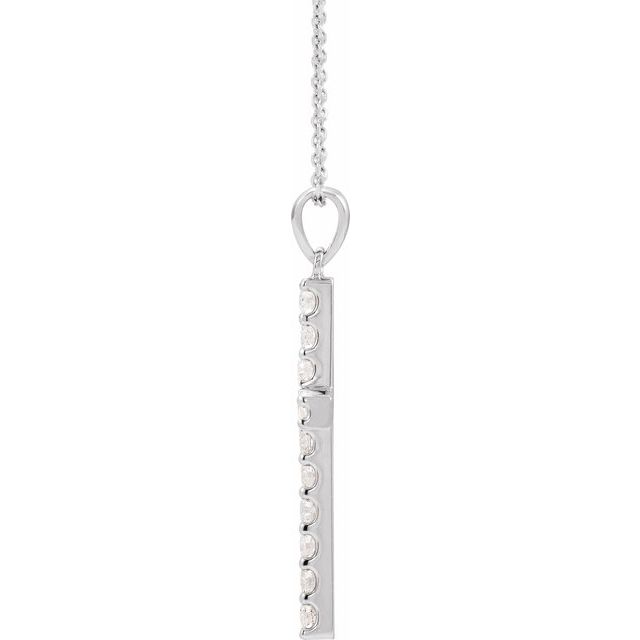 14k White 1/5 Ctw Natural Diamond Cross 18' Necklace