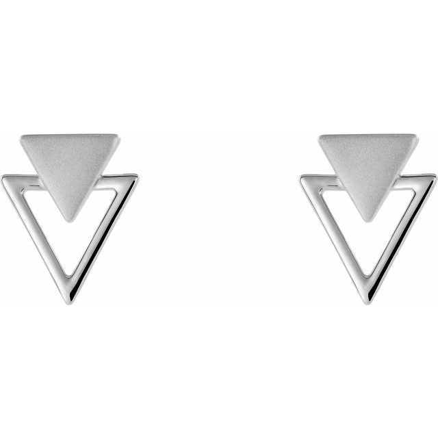 14K White Geometric Earrings
