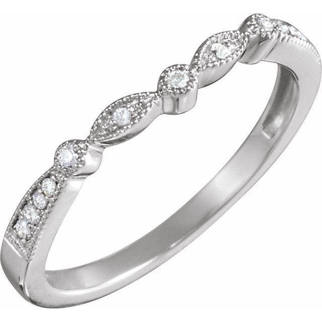 14K White .07 CTW Natural Diamond Milgrain Band