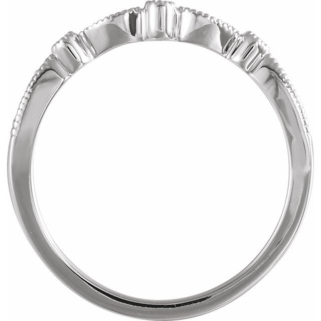 14K White .07 CTW Natural Diamond Milgrain Band