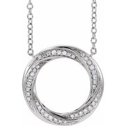 14K White 1/5 CTW Natural Diamond Circle 16-18' Necklace