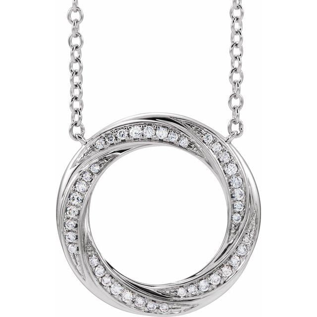 14K White 1/5 CTW Natural Diamond Circle 16-18' Necklace