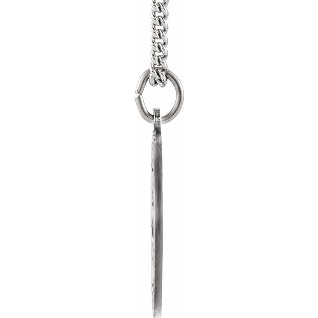 Sterling Silver 25 mm Round St. Joseph Medal 24' Necklace